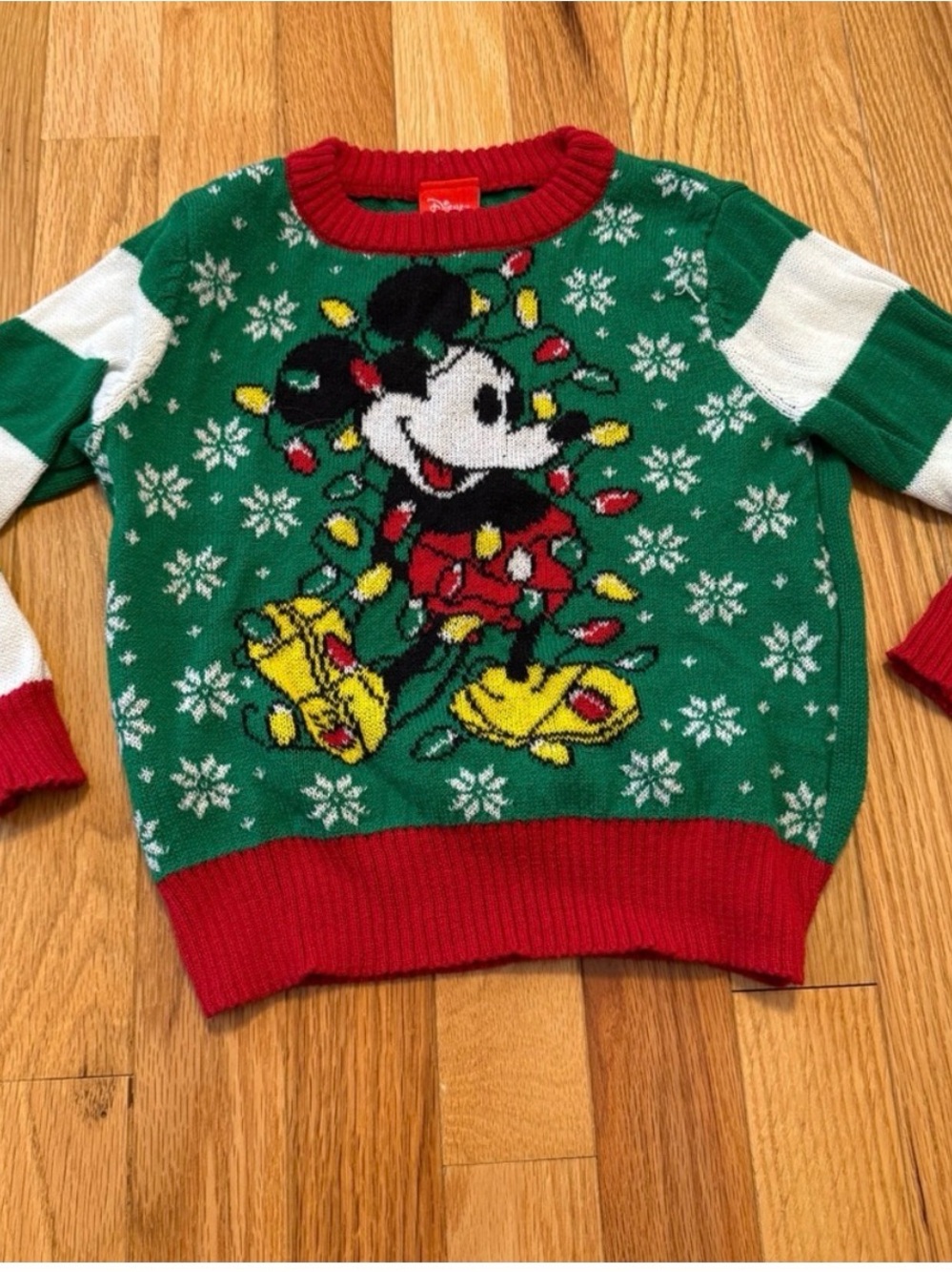 Disney Green & Red Mickey Mouse Holiday Sweater